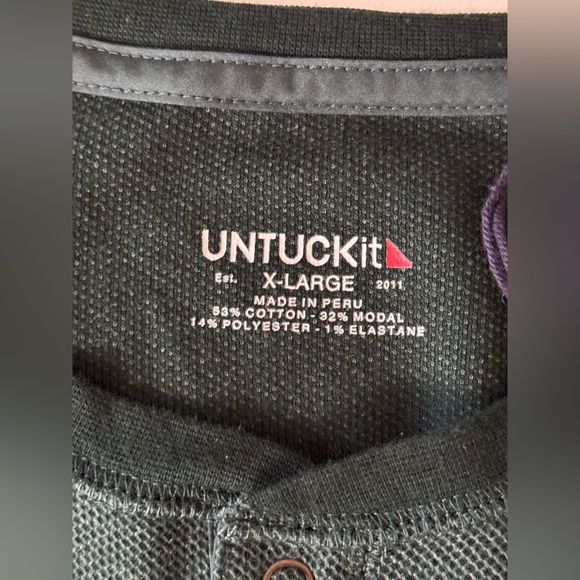 UNTUCKit Mens Henley Green Long Sleeve Snap Button Pullover Shirt Sz Extra Large - Picture 3 of 10